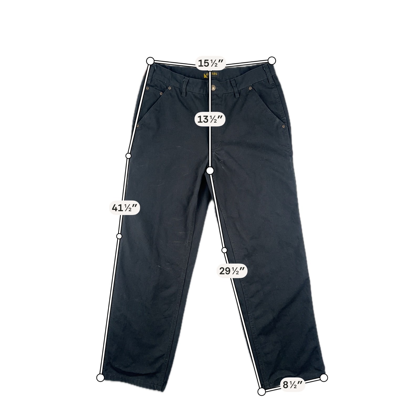 Stanley Workwear Carpenter Pants Mens Size 32x30 Black 100% Cotton — image 8 of 8